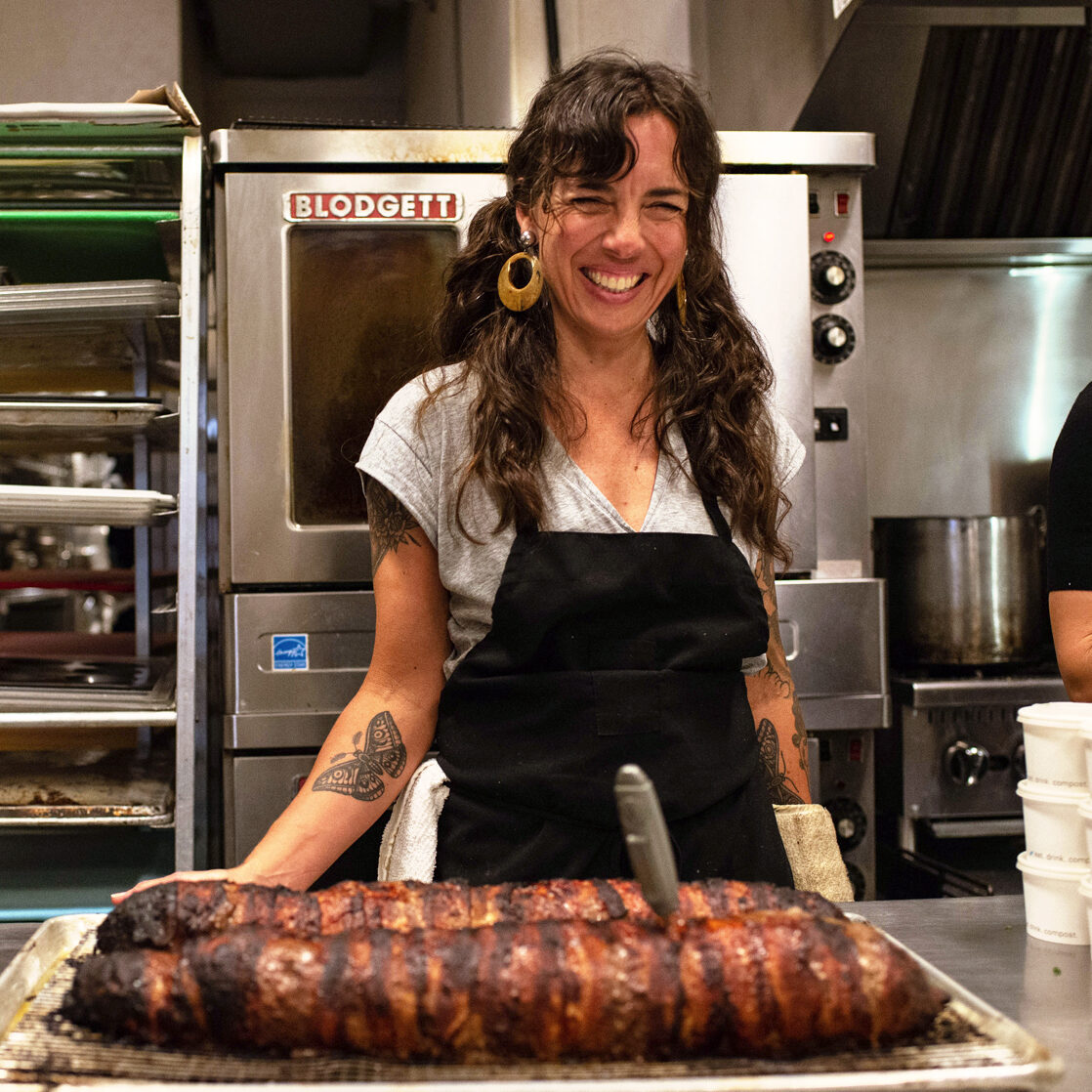 ABLF volunteer Juliet on location in the production kitchen.