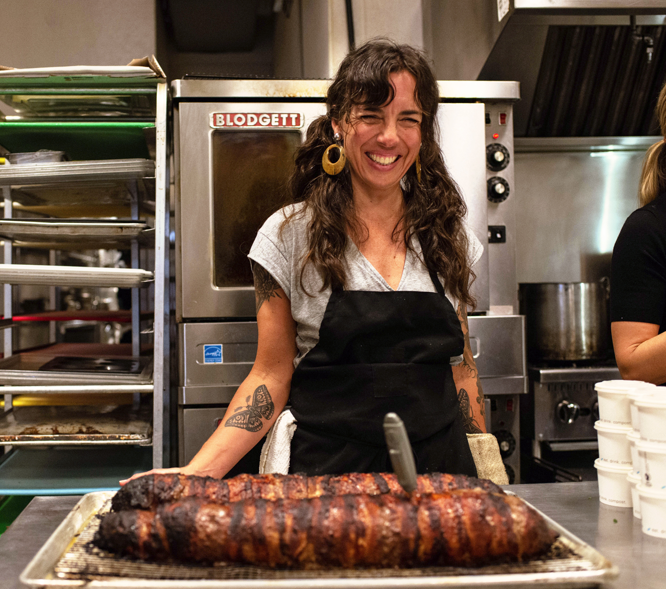 ABLF volunteer Juliet on location in the production kitchen.